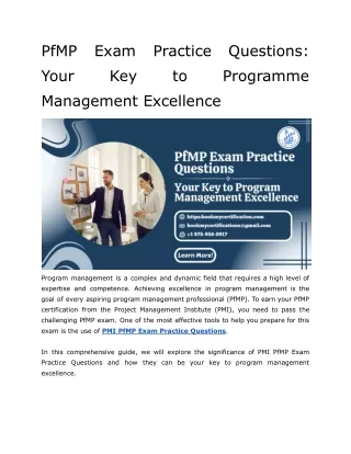 PfMP Exam Practice Questions_ Your Key to Programme Management Excellence