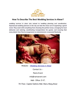 How To Describe The Best Wedding Services in Alwar