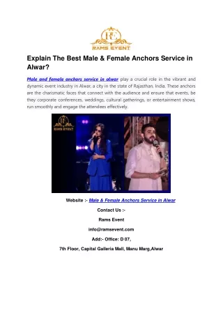 Explain The Best Male & Female Anchors Service in Alwar