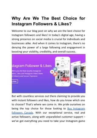 Why Are We The Best Choice for Instagram Followers & Likes