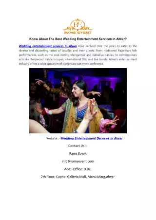 Know About The Best Wedding Entertainment Services in Alwar