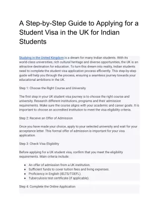 A Step-by-Step Guide to Applying for a Student Visa in the UK for Indian Students