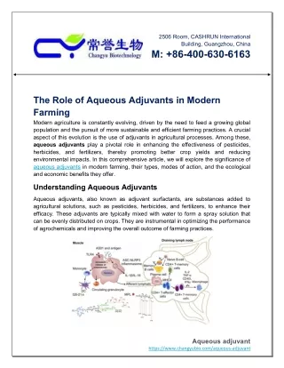 The Role of Aqueous Adjuvants in Modern Farming