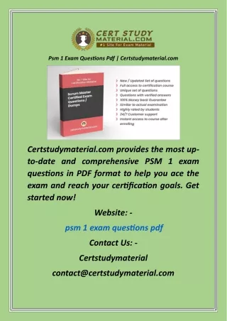 Psm 1 Exam Questions Pdf  Certstudymaterial