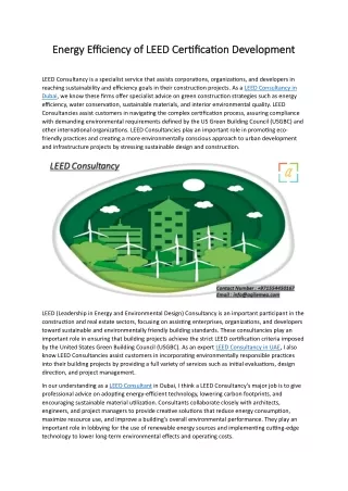 Energy Efficiency of LEED Certification Development