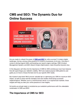 CMS and SEO The Dynamic Duo for Online Success