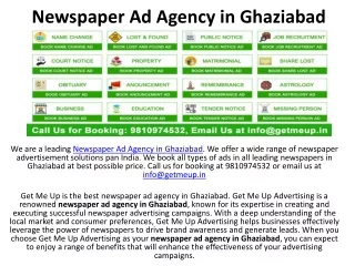 Newspaper Ad Agency in Ghaziabad