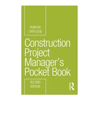 PDF read online Construction Project Manager S Pocket Book Routledge Pocket Book