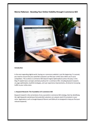 Morne Patterson - Boosting Your Online Visibility through E-commerce SEO