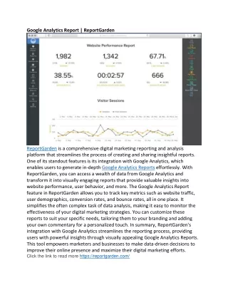 Google Analytics Report | ReportGarden