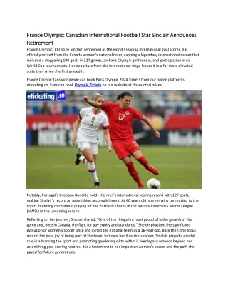 France Olympic Canadian International Football Star Sinclair Announces Retirement