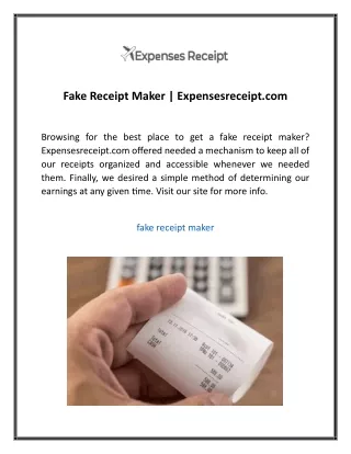 Fake Receipt Maker  Expensesreceipt com