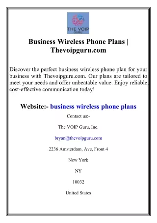 Business Wireless Phone Plans  Thevoipguru.com