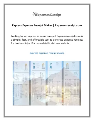 Express Expense Receipt Maker  Expensesreceipt com