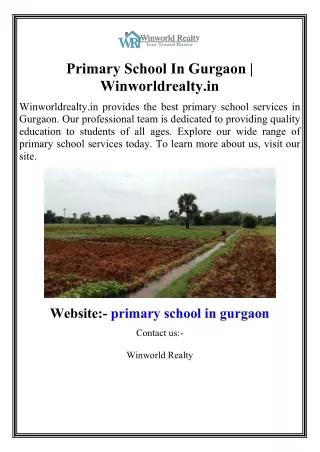 Primary School In Gurgaon  Winworldrealty.in