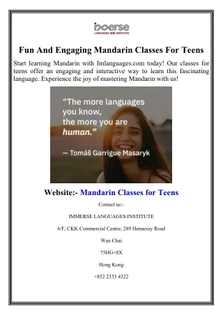 Fun And Engaging Mandarin Classes For Teens