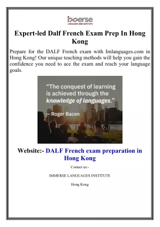 Expert-led Dalf French Exam Prep In Hong Kong