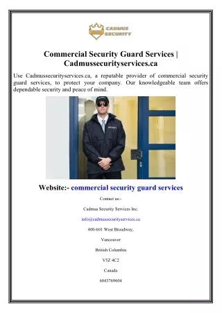 Commercial Security Guard Services Cadmussecurityservices.ca