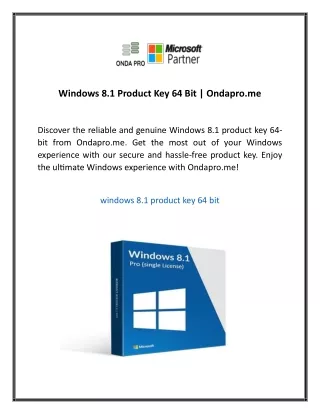 Windows 8.1 Product Key 64 Bit  Ondapro me