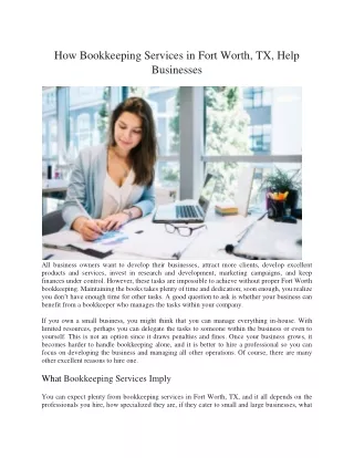 How Bookkeeping Services in Fort Worth, TX, Help Businesses