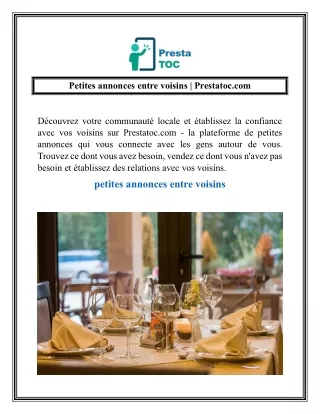 Petites annonces entre voisins  Prestatoc.com