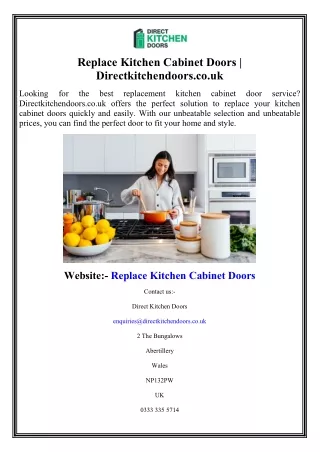 Replace Kitchen Cabinet Doors  Directkitchendoors.co.uk