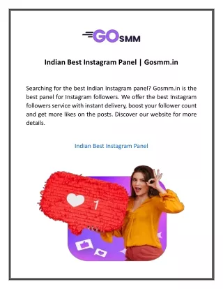 Indian Best Instagram Panel  Gosmm in