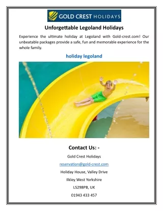 Unforgettable Legoland Holidays