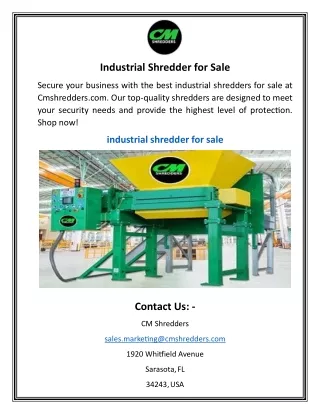 Industrial Shredder for Sale