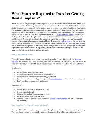 What You Are Required to Do After Getting Dental Implants