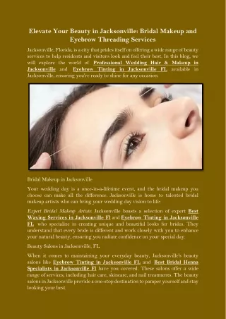 Elevate Your Beauty in Jacksonville Bridal Makeup and Eyebrow Threading Services