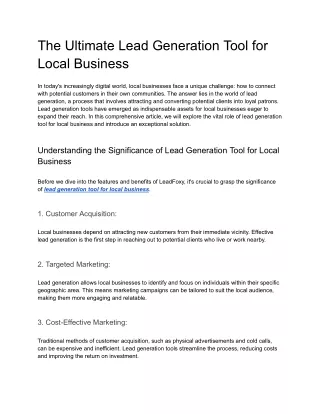 Best Lead Generation Tool For Local Business