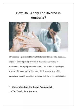 How Do I Apply For Divorce in Australia