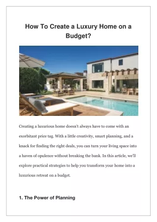 How To Create a Luxury Home on a Budget