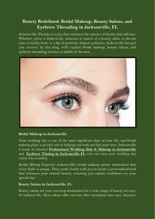 Beauty Redefined Bridal Makeup, Beauty Salons, and Eyebrow Threading in Jacksonville, FL