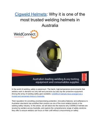 Cigweld Helmets_ Why it is one of the most trusted welding helmets in Australia