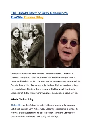 The Untold Story of Ozzy Osbourne's Ex-Wife Thelma Riley