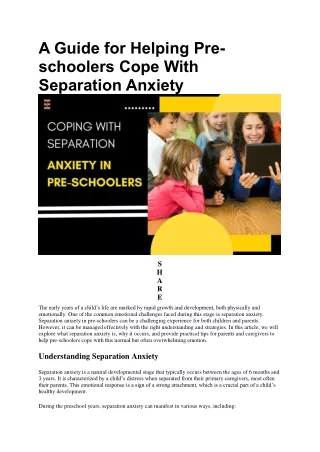 Separation Anxiety In Pre-schoolers: 12 Practical Tips For Parents | Future Educ