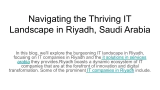 Navigating the Thriving IT Landscape in Riyadh, Saudi Arabia