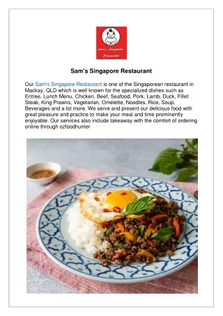 Get 15% off at Sam's Singapore Restaurant - Order now