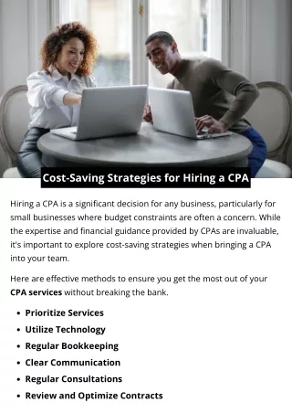 Cost-Saving Strategies for Hiring a CPA