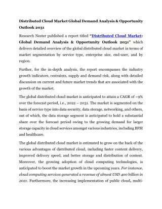 Distributed Cloud Market Global Demand Analysis & Opportunity Outlook 2031
