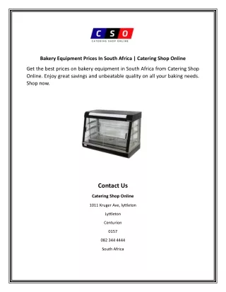 Bakery Equipment Prices In South Africa | Catering Shop Online