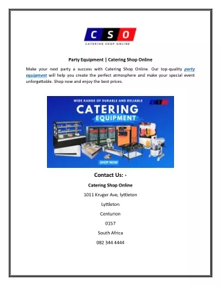 Party Equipment | Catering Shop Online