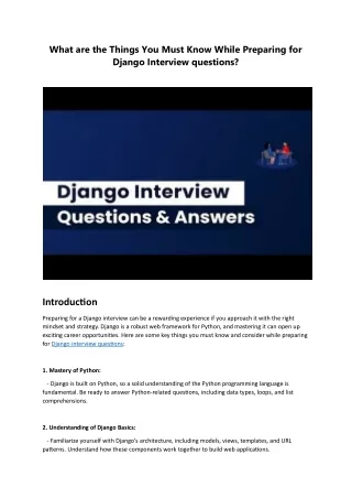 What are the Things You Must Know While Preparing for Django Interview questions