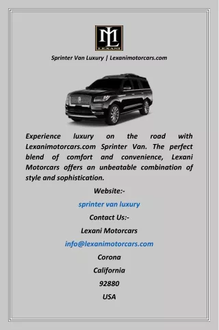 Sprinter Van Luxury  Lexanimotorcars