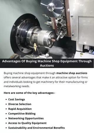 Advantages Of Buying Machine Shop Equipment Through Auctions