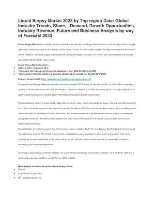 Liquid Biopsy Market 2023 by Top region Data