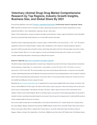 Veterinary (Animal Drug) Drug Market