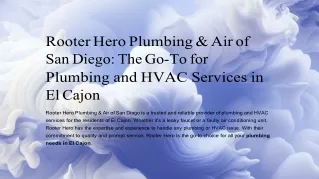 Rooter Hero Plumbing & Air of San Diego The Go-To for Plumbing and HVAC Services in El Cajon Updated